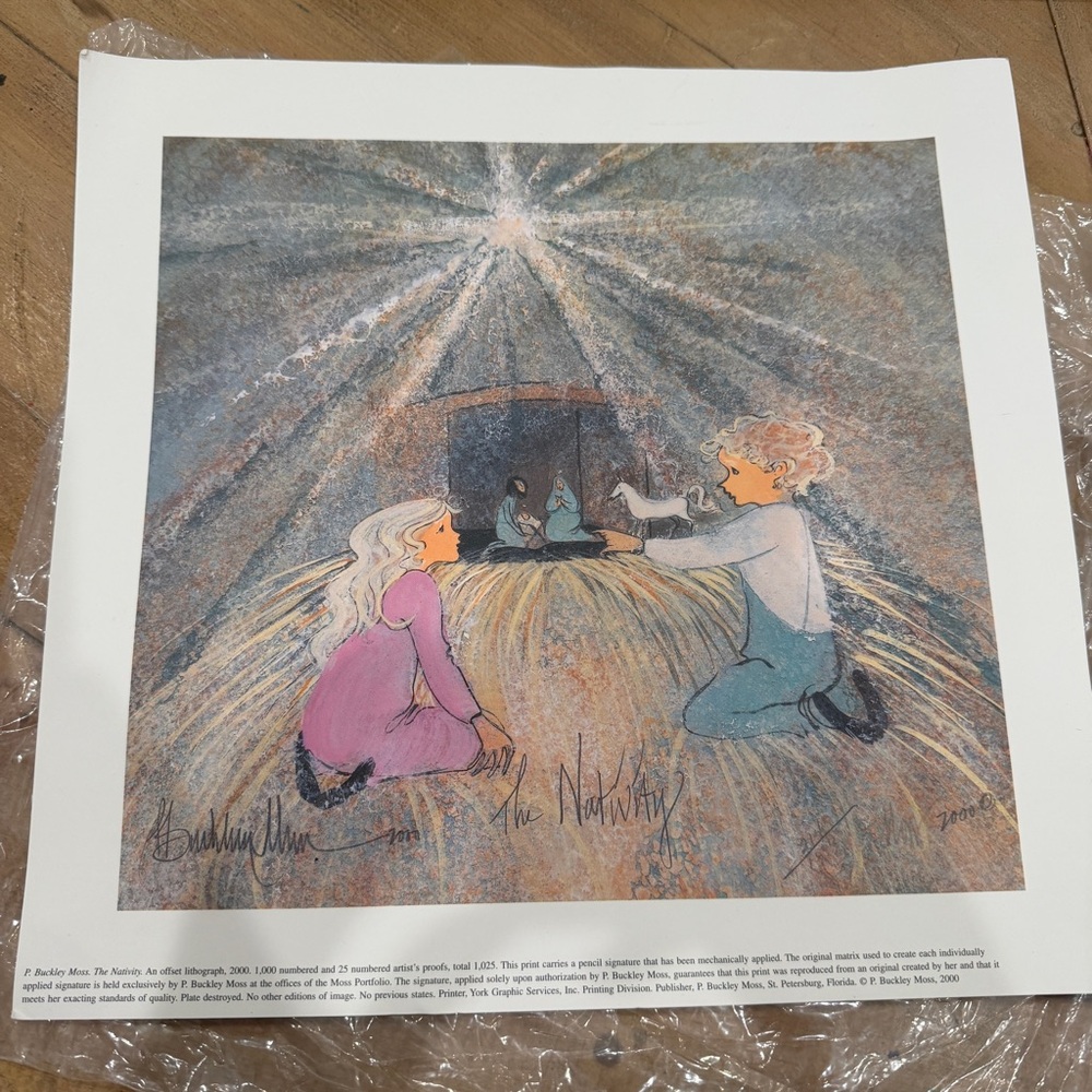 P Buckley Moss The Nativity 2000 Lithograph. Sold out print. 214/1000